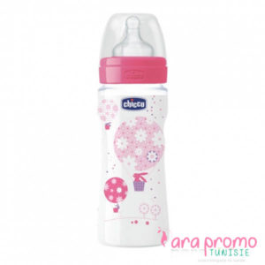 Chicco Biberon Well-Being - 330ml - Tétine silicone - Rose 4M+