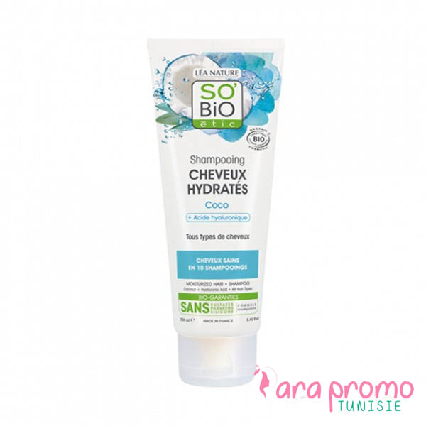 SO BIO Shampooing Cheveux Hydratés - Coco + Acide Hyaluronique 250ML
